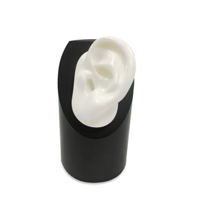 Cylindrical Hearing Aid Display Stand with Flexible Simulation Silicone Ear Modelfor Hearing Aids IEM Jewelry Exhibition